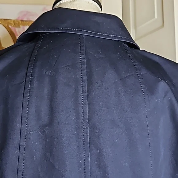 Talbots Navy Short Trench Coat Size M - Picture 3 of 10